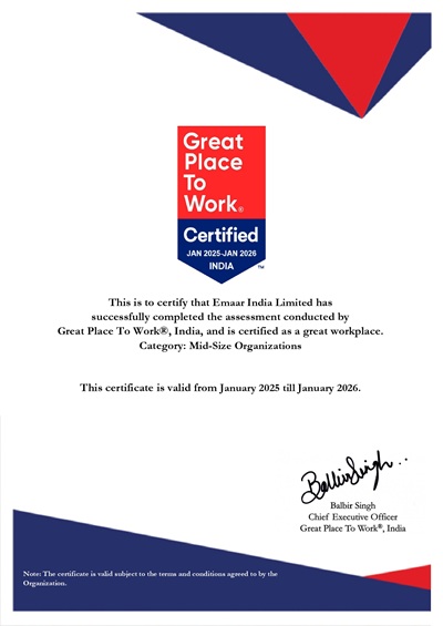 Emaar India sets a new benchmark: Secures the prestigious ‘Great Place to Work™’ certification