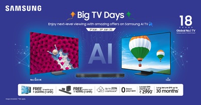 Samsung India Announces ‘Big TV Days’; Elevate the Future of Cinematic Experience with Exciting Offers on AI-Powered Premium TV Range