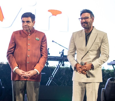 mr vijay karia cmd at ravin group of companies and mr ajay devgn