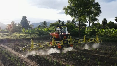 side angle shot of spraying