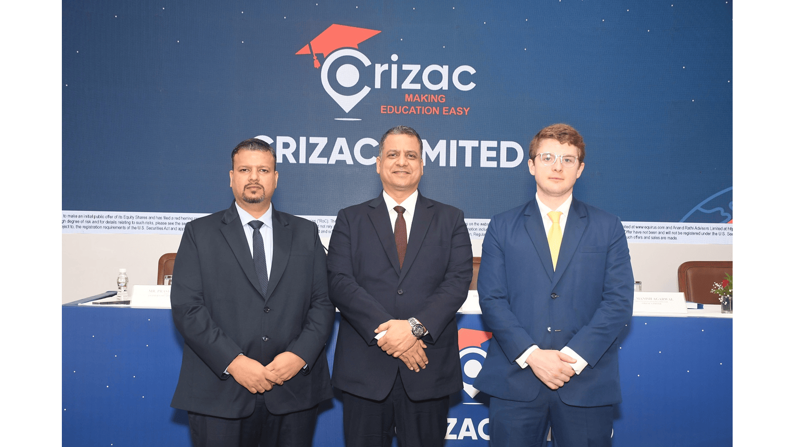 Manish Agarwal, CFO & Director, Dr. Vikash Agarwal, CMD of Crizac Limited and Mr. Christopher Flood Nagle, CEO, Crizac UK