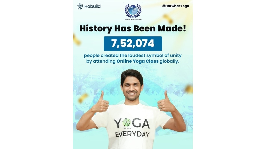 Habuild Sets 5th World Record on Yoga Day with Largest Online Yoga Participation