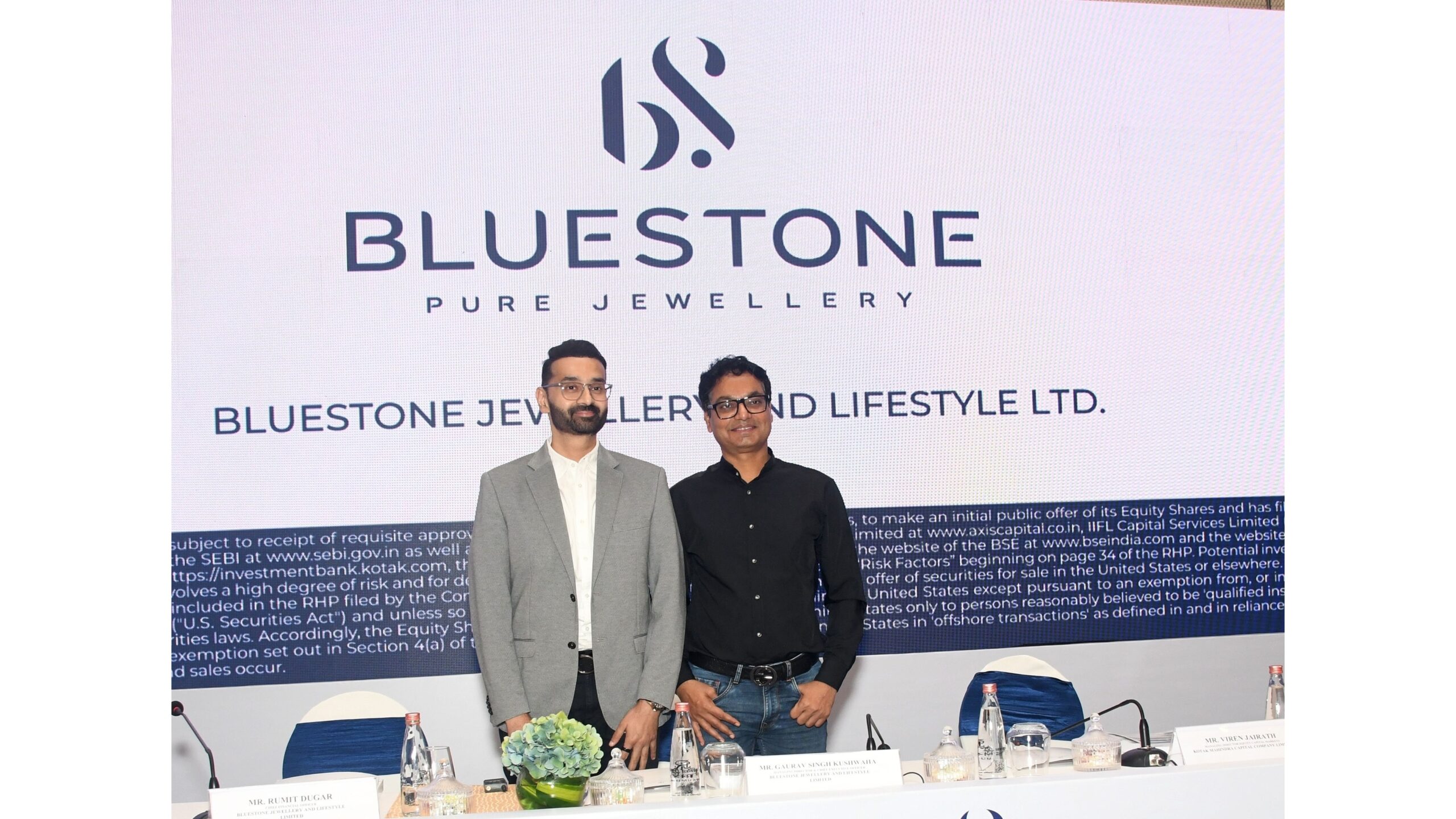 Mr. Rumit Dugar, CFO & Mr. Gaurav Singh Kushwaha, CMD and CEO of BlueStone Jewellery and Lifestyle Limited at their IPO