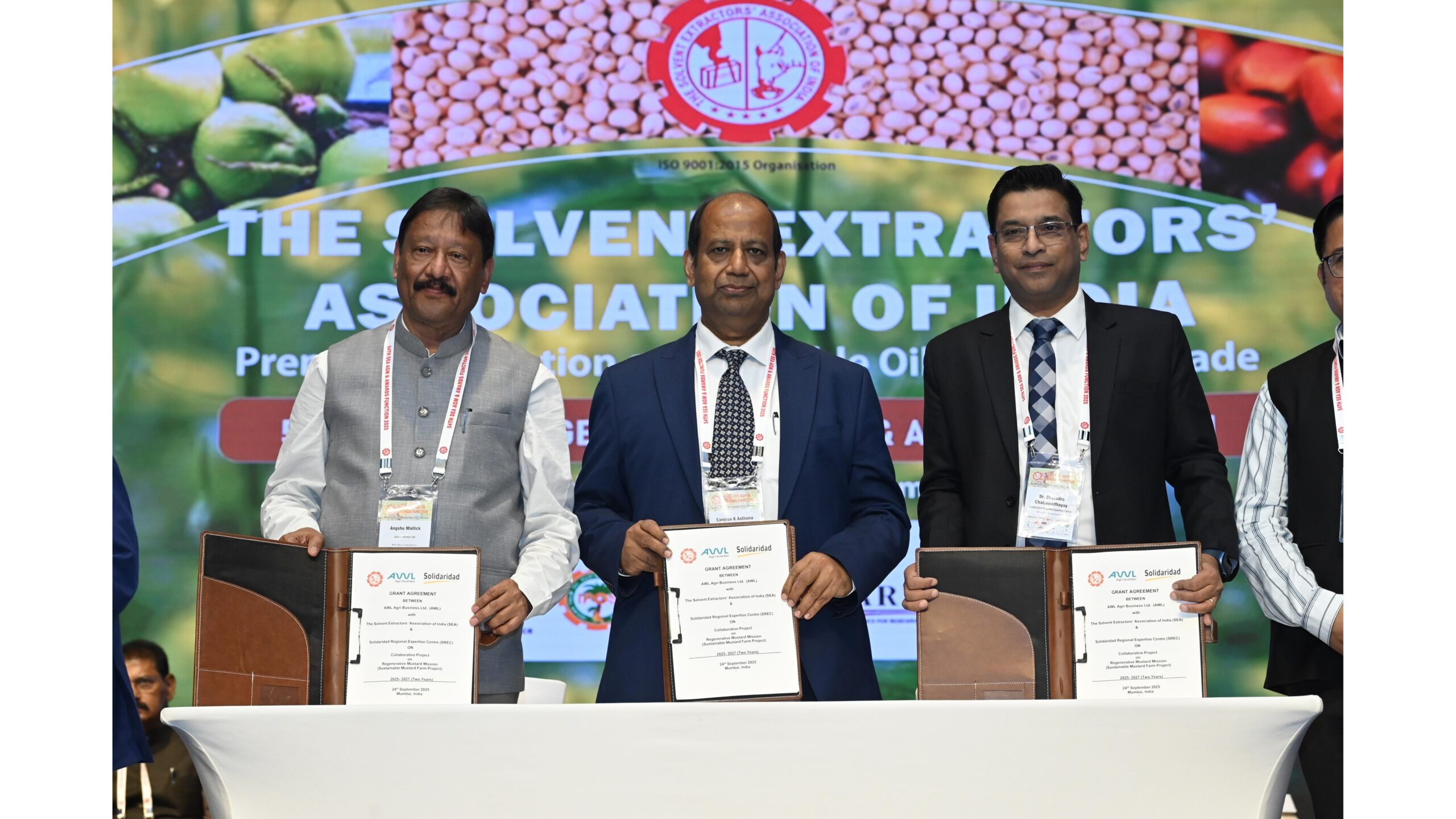 AWL Agri Business Ltd. (AWL) signs an MoU with the Solvent Extractors’ Association of India (SEA) and Solidaridad Regional Expertise Centre (SREC)