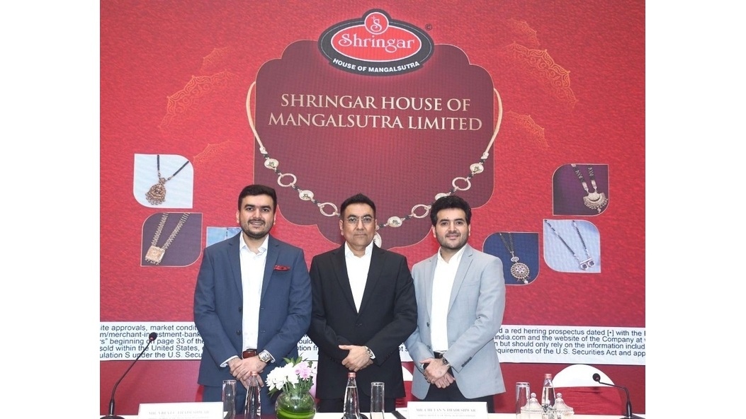 Balraj C Thadeshwar, Director & COO, Chetan N Thadeshwar, CMD & Mr. Viraj C Thadeshwar, Exe Director & CEO , Shringar House of Mangalsutra Limited