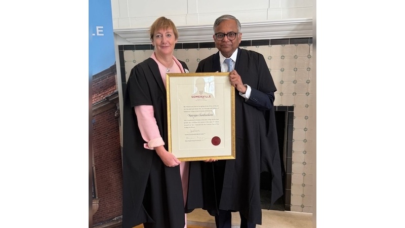 Catherine Royle, Principal of Somerville College along with Mr. N Chandrasekaran, Chairman, Tata Sons