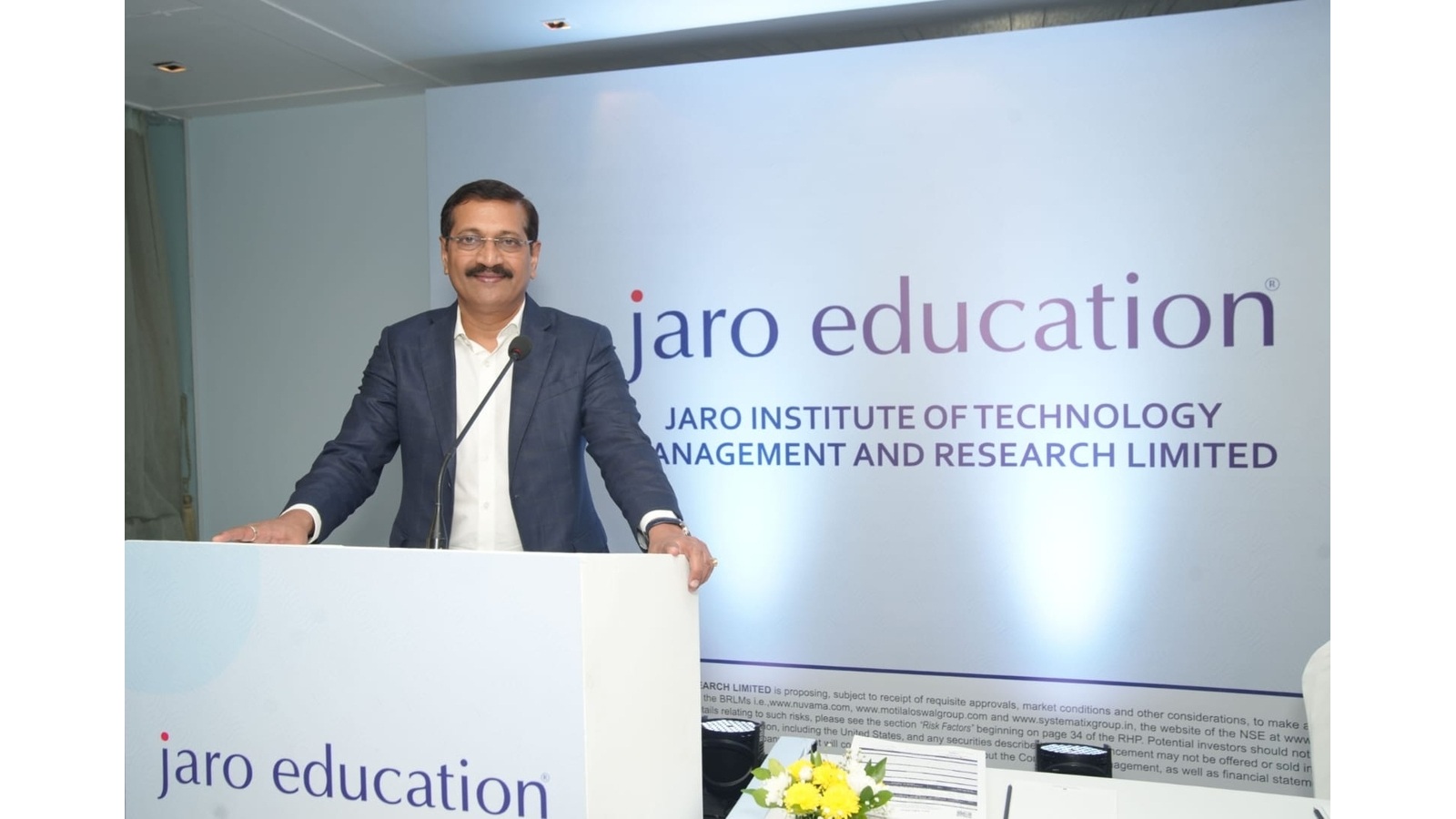 Mr. Sanjay Namdeo Salunkhe, CMD of Jaro Institute Of Technology Management And Research Limited at the IPO