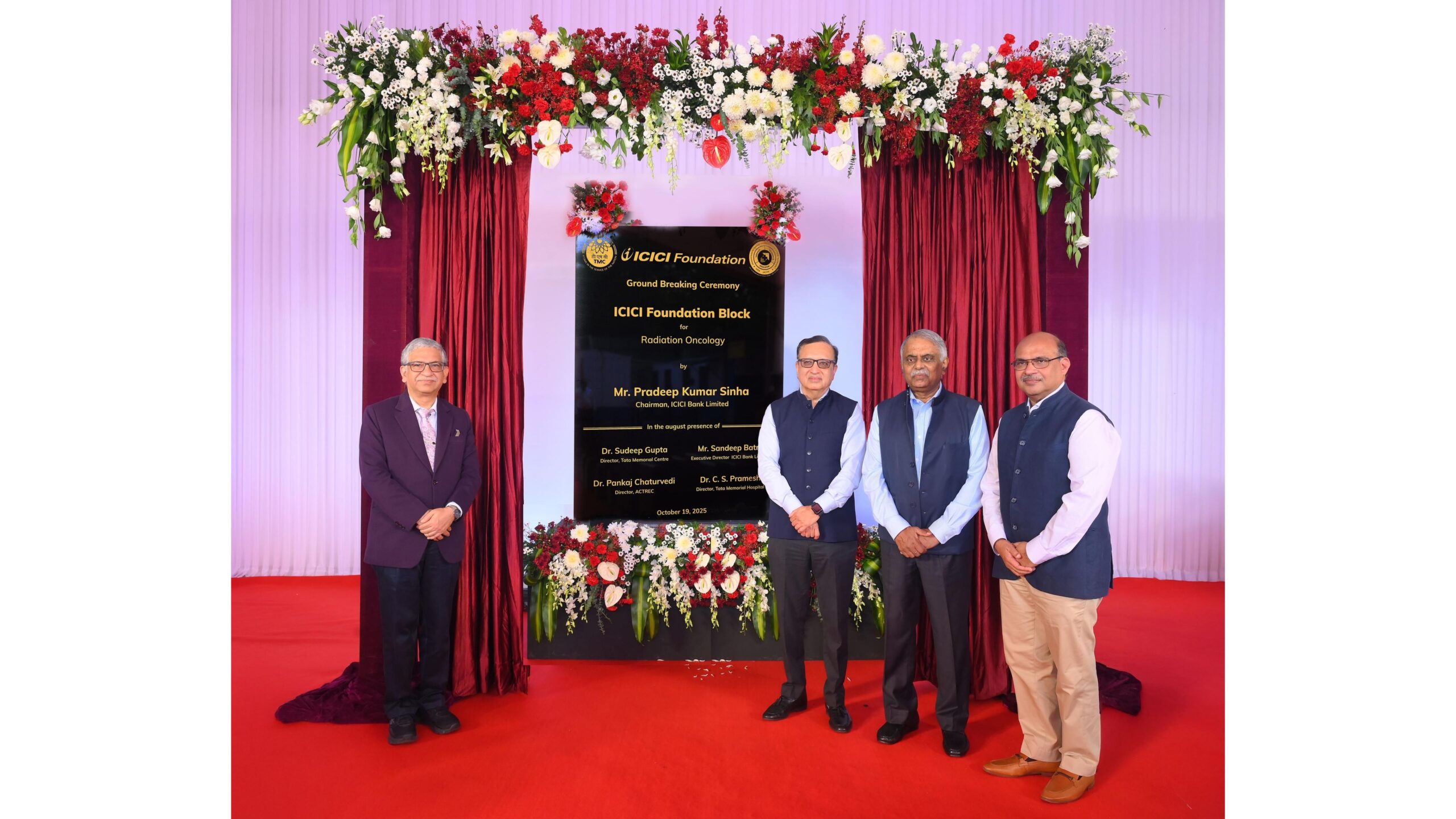 ICICI Bank along with Tata Memorial Centre today unveiled the foundation stone for a new building