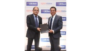 Mr Pralay Mondal, M.D. & CEO, CSB Bank and Mr. Jude Gomes, M.D. & CEO, Ageas Federal Life Insurance