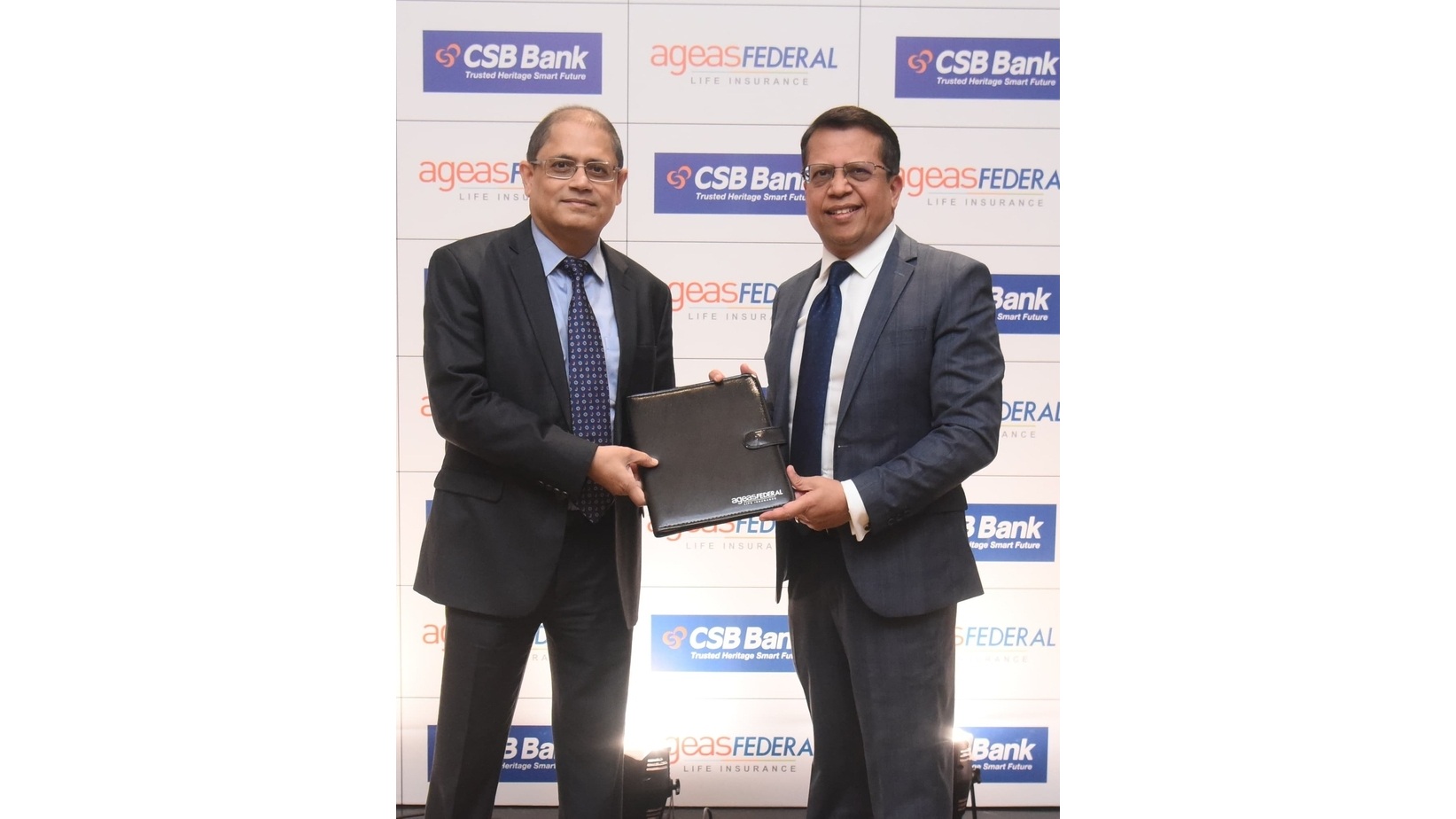 Mr Pralay Mondal, M.D. & CEO, CSB Bank and Mr. Jude Gomes, M.D. & CEO, Ageas Federal Life Insurance