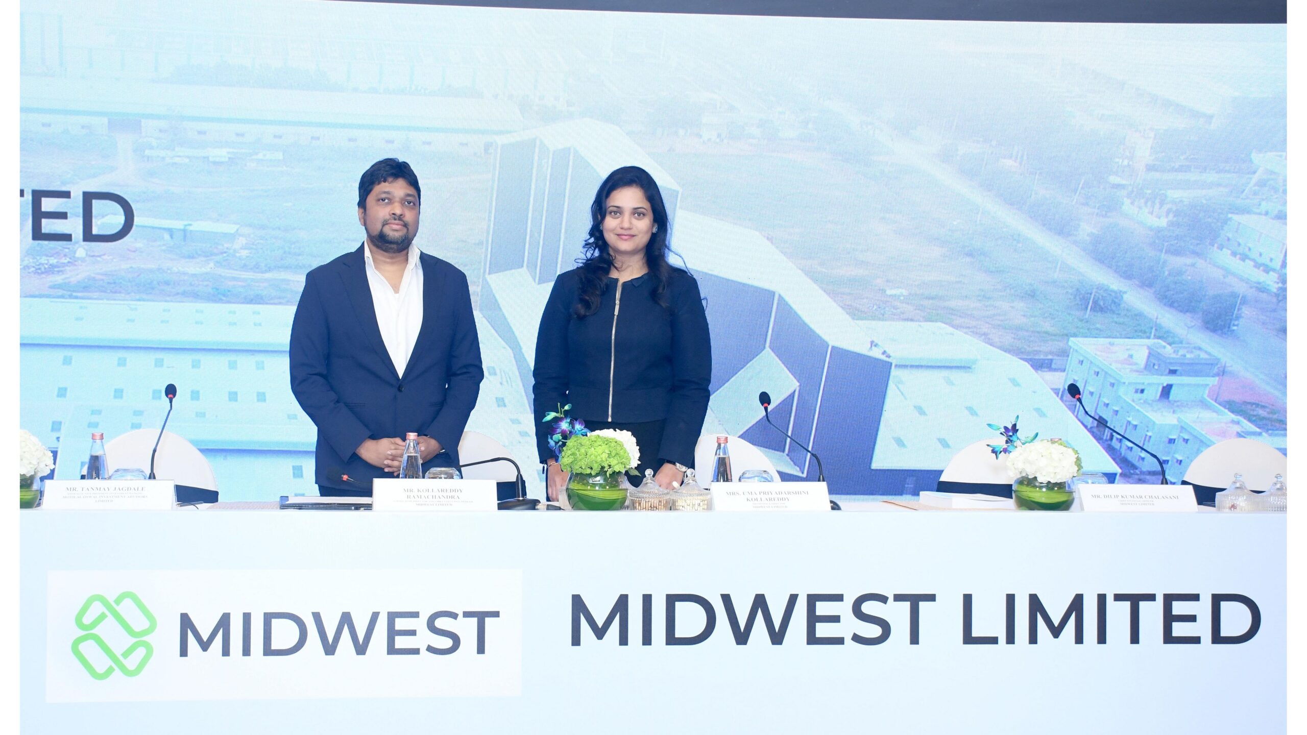 Mr. Ramachandra Kollareddy, Promoter & CEO, and Ms. Uma Priyadarshini Kollareddy, Promoter & Director, Midwest Limited.