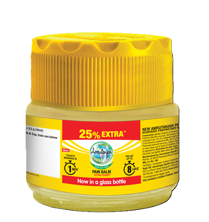 Amrutanjan Glass Bottle 8ml Yellow with Top Cap_Front