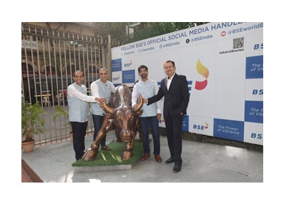 Capillary Technologies Ltd leadership team at the iconic BSE Bull statue