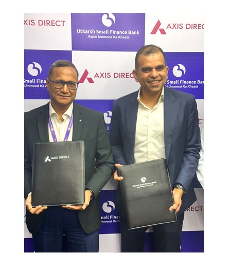 Mr. Govind Singh, MD & CEO, Utkarsh SFBL (left) and Mr. Pranav Haridasan, MD & CEO, Axis Securities (right)