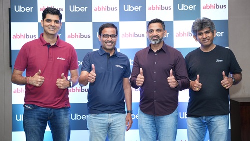 Rohit Sharma, COO, Lenin Koduru,CEO, AbhiBus, Praveen Neppalli Naga, CTO, Manikandan Thangarathnam, Sr.Director ,Uber India