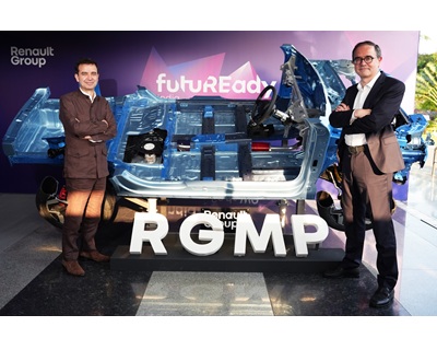 Renault Group unveils FutuREady India to power its next phase of international growth 3 Mr. Francois Provost, CEO, Renault Group and Mr. Stephane Deblaise, CEO Renault Group in India, posing with new vehicle platform RGMP at the unveil of futuREady India strategy (2)