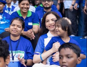 Mrs. Nita M Ambani welcomed visually impaired kids at the annual ESA game played by the Mumbai Indians at the Wankhede Stadium on Sunday