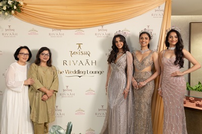 Pelki Tshering, CMO, Tanishq_ Shalini Gupta, Regional Business Head, Tanishq_ Sadhvi Sail, Winner Femina Miss India_ Sree Advaita G, 2nd Runner-Up_ Rajnandani, 1st Runner Up