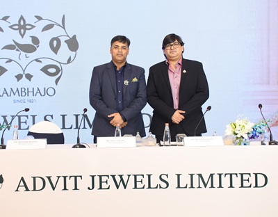Advit Jewels Limited ’s IPO to open on Tuesday, June 23, 2026 7 Mr. Nitin Gilara, CMD and Mr. Prateek Gilara, Whole-Time Director at the IPO launch of Advit Jewels Ltd. in Mumbai.