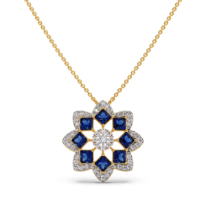 Candere- Dahlias Diamond And Gemstone Pendant Necklace