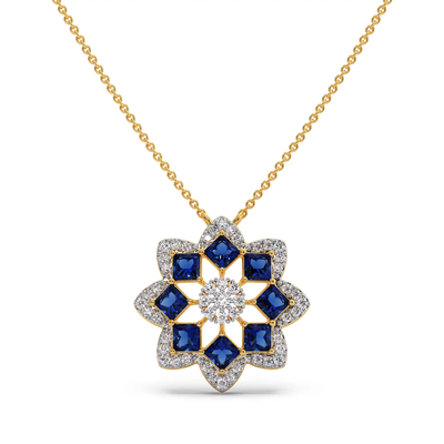 Candere- Dahlias Diamond And Gemstone Pendant Necklace
