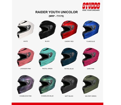STUDDS Introduces Raider Youth, a Full-Face Helmet Designed for Young Riders and Petite Adults 8 Image 1 - Raider Youth Unicolor Circular