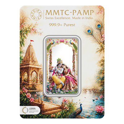 MMTC-PAMP unveils the Radha Krishna 50g Silver Bar_ A Timeless Celebration of Divine Love and Devotion - Certi-Front