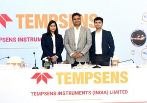 Mrs. Priyanka Menaria, CFO, Mr. Vinay Rathi, MD and Mr. Aryan Rathi, Lead, (Global Sales) of Tempsens Instruments (India) Limited at the IPO