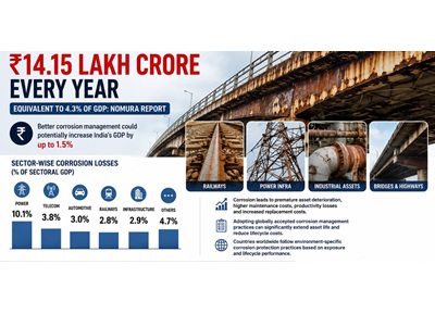 Corrosion costs India ₹14.15 Lakh Crore every year, equivalent to 4.3% of GDP: Nomura Report 2 Nomura Report on Economy & Corrosion