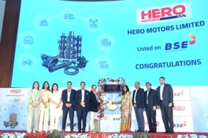 Hero Motors Ltd's Management along with Family members, BSE representative and BRLMs at Prestigious Listing Ceremony at BSE Mumbai