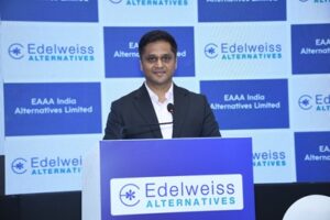 Amit Agarwal, CEO, EAAA India Alternatives Limited addressing media during IPO announcement at Mumbai