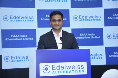 Amit Agarwal, CEO, EAAA India Alternatives Limited addressing media during IPO announcement at Mumbai