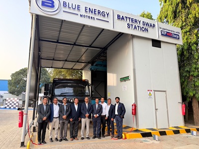 Bhiwandi’s first battery-swapping station for electric heavy-duty trucks by Blue Energy Motors in partnership with HPCL