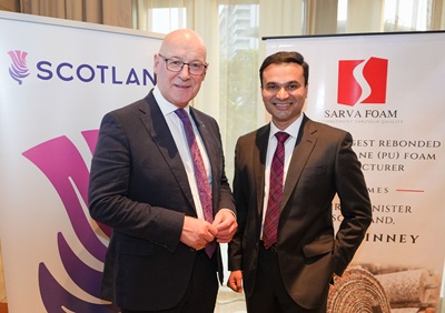 Mr. John Swinney, First Minister of Scotland, and Mr. Kunal Giani, CMD, Sarva Foam Industries Limited